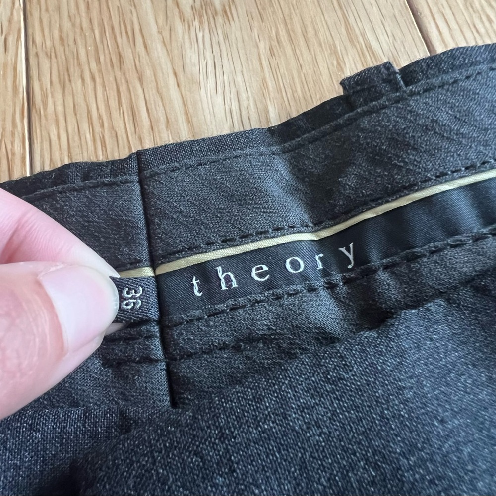 Theory Men’s Wool Dark Grey Flat Front Trousers 36x32 - Picture 2 of 9